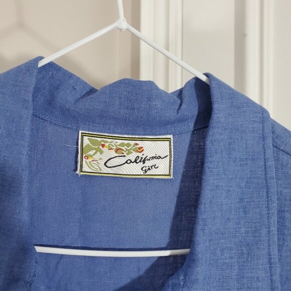 Vintage CALIFORNIA GIRL Maxi Button Down Linen Dress - Picture 7 of 15
